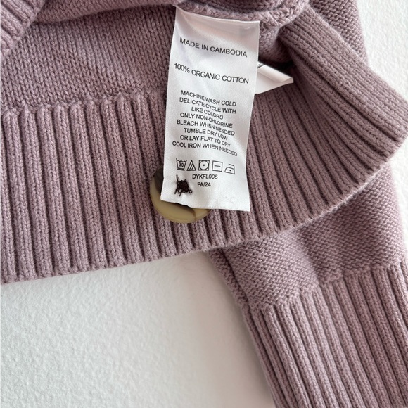 Quince 100% Organic Cotton Cropped Cardigan / Lilac Button-Up Women's Cardigan - Picture 10 of 10